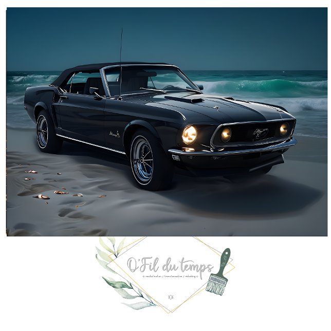Muscle Car- Mustang- auf der Beach Decoupage Seidenpapier (Von Creator hochgeladen)