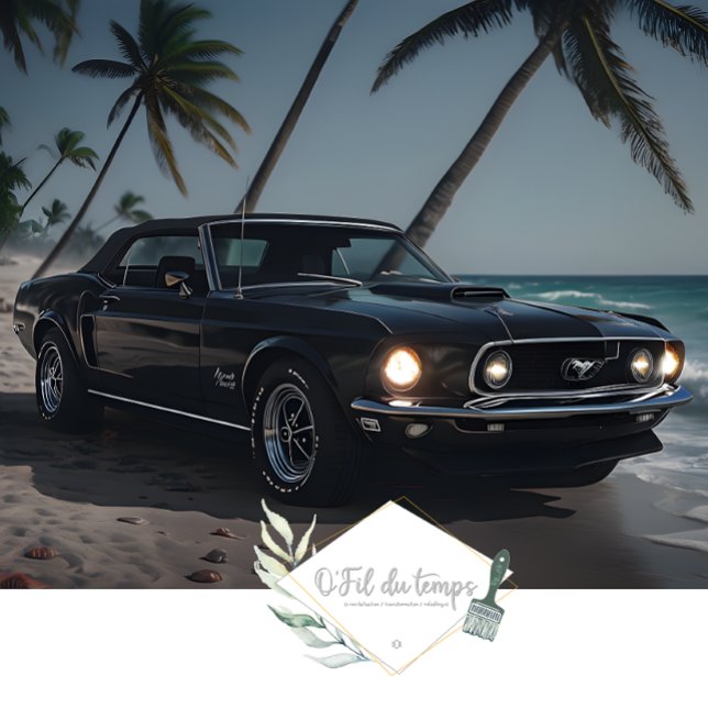 Muscle Car - Mustang - Beach front decoupage Seidenpapier (Von Creator hochgeladen)