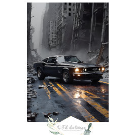 Muscle Car Post-Apokalyptische Stadtbild Dekoupage Seidenpapier
