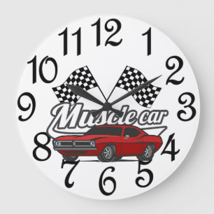 Muscle-Car-Rennfahrer Große Wanduhr