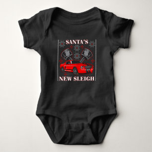 Muscle Car Santa's New Sleigh Ugly Holiday Sweater Baby Strampler