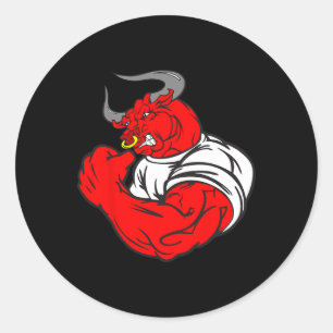 Muscle Gym Bull Deadlift Spaß Weightlift W Runder Aufkleber