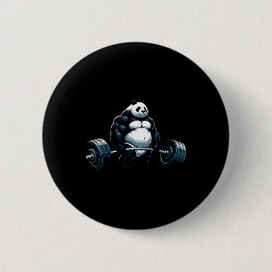 Muscle Gym Panda Bodybuilder Weightlift Motivat Button