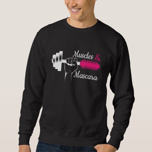 Muscle & Mascara Eyelashes Lipstick Funny Bold Gif Sweatshirt (Vorderseite)