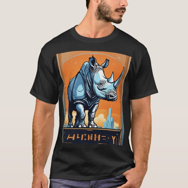 Muscle Rhino Bouncer: Futuristisches Logo-Design T-Shirt (Vorderseite)