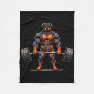Muscle Rottweiler Hund Todesanheben Gym Weightlift Fleecedecke