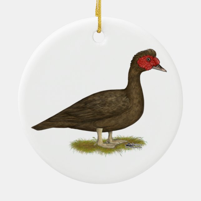 Muscovy Drake Chocolate Keramik Ornament (Hinten)