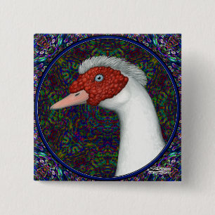 Muscovy Duck Head White Button