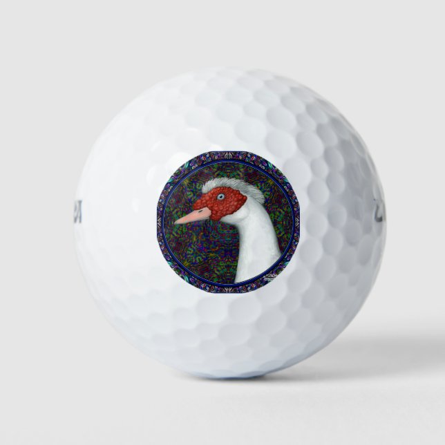 Muscovy Duck Head White Golfball (Vorderseite)