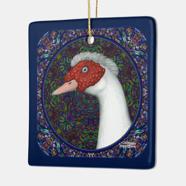 Muscovy Duck Head White Keramikornament (Links)