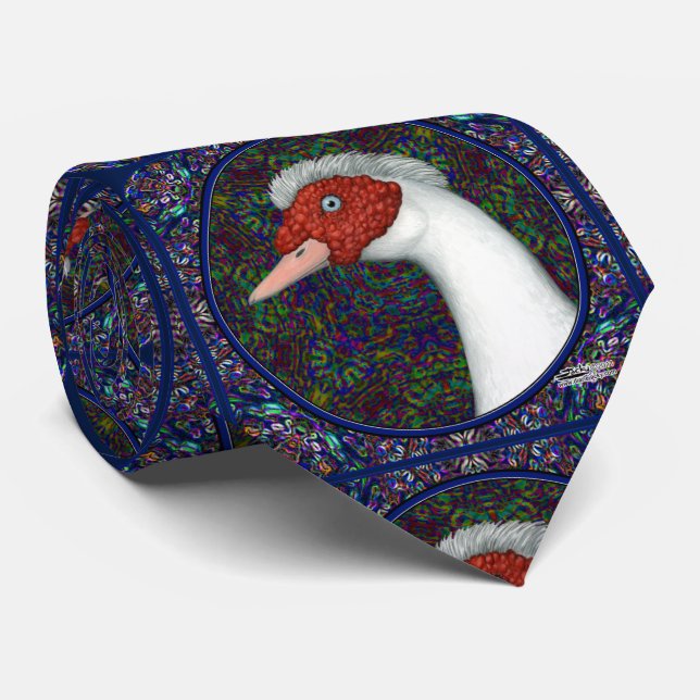 Muscovy Duck Head White Krawatte (Gerollt)