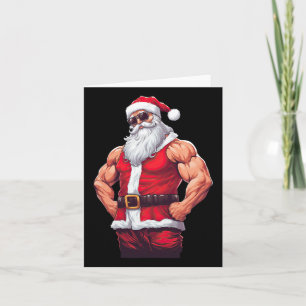Muscular Santa Claus Bodybuilding Fitness Gym Chri Karte