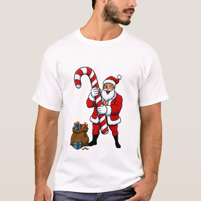 Muscular Santa Flexing! Winking Claus & Sweet Holi T-Shirt (Vorderseite)