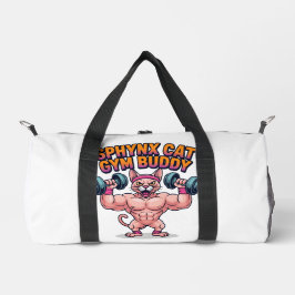 Muscular Sphynx Cat Gym Buddy Cartoon Duffle Bag