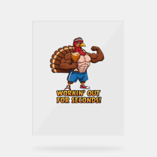 Muscular Turkey Gym Champion Funny Erntedank Cl Acrylschild