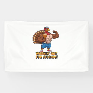 Muscular Turkey Gym Champion Funny Erntedank Cl Banner