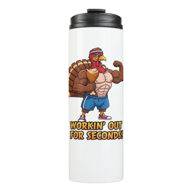 Muscular Turkey Gym Champion Funny Erntedank Cl Thermosbecher (Vorderseite)