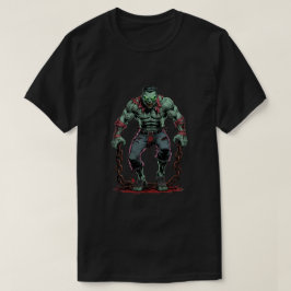Muscular Zombie with Chains - Horror T - Shirt Des