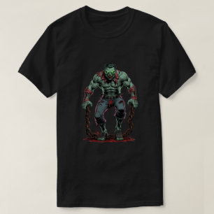 Muscular Zombie with Chains - Horror T - Shirt Des