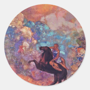 Muse auf Pegasus von Redon Odilon (Beste Qualität) Runder Aufkleber