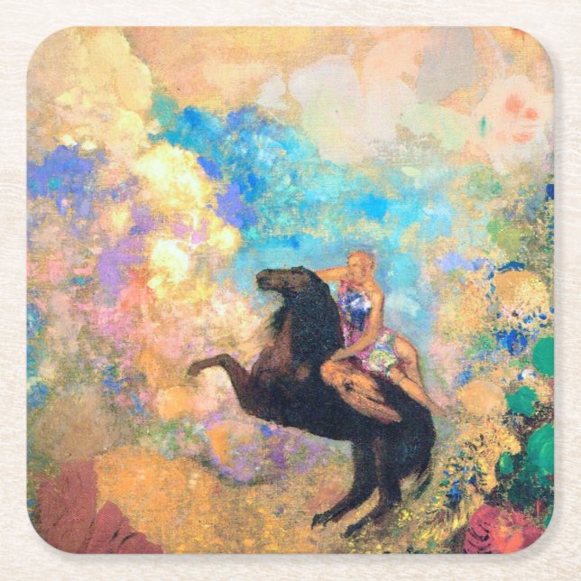 Muse on Pegasus, Redon Rechteckiger Pappuntersetzer (Vorderseite)