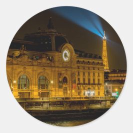 Musée d'Orsay in Paris nachts Runder Aufkleber