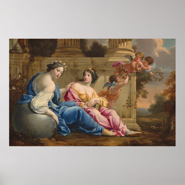 Muses Urania und Calliope - Simon Vouet Kunstkunst Poster (Vorne)