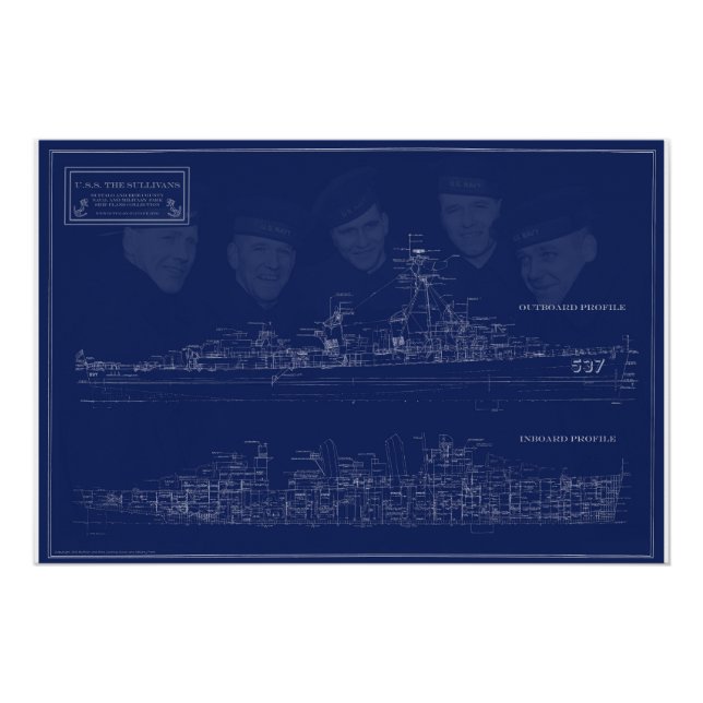 Museum Ship The Sullivans Blueprint with Brothers Poster (Vorderseite)