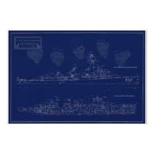 Museumschiff The Sullivans Bauplan mit Brüdern Poster