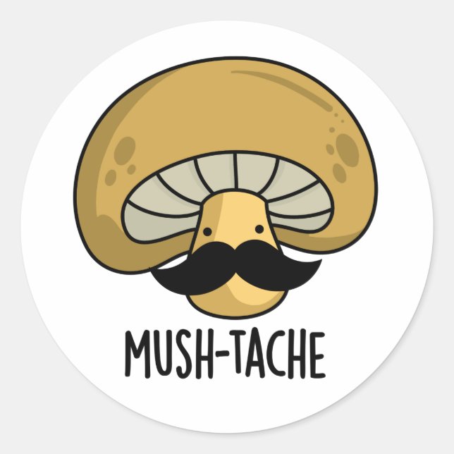 Mush-tache Funny Moustach Pilzpun Runder Aufkleber (Vorderseite)