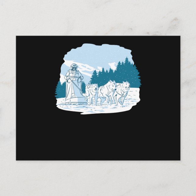 Mushing Sled Dog Racing Husky Sledding Postkarte (Vorderseite)