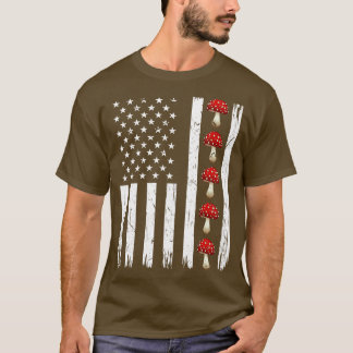Mushroom American Flag Mushroom Hunter T-Shirt