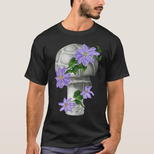 Mushroom and violet vine flowers  leaves stem T-Shirt (Vorderseite)