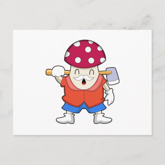 Mushroom as Farmer with Axe Postkarte (Vorderseite)