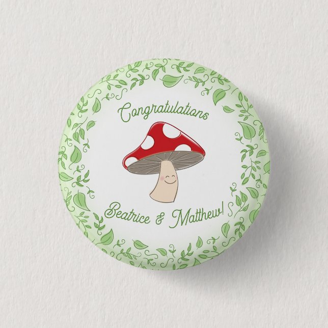 Mushroom Baby Dusche Button (Vorderseite)