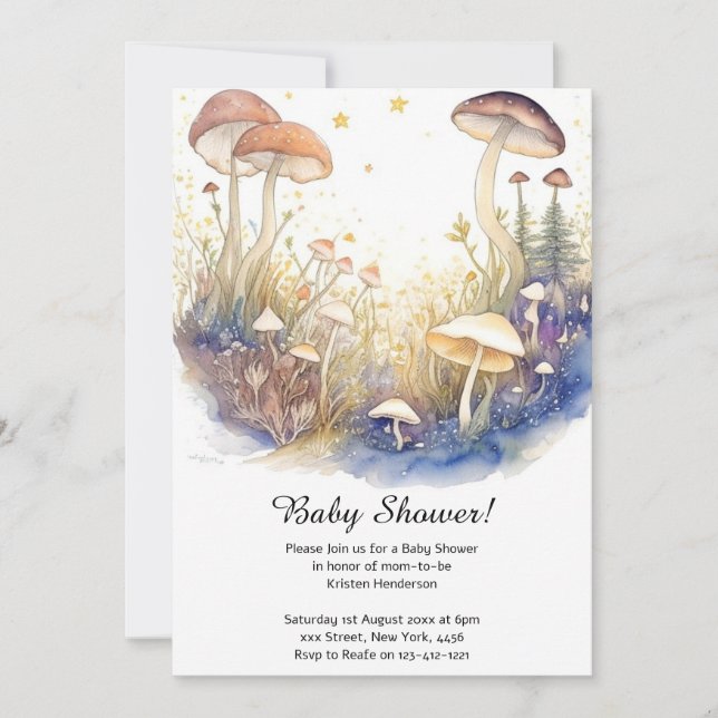 Mushroom Baby Shower Einladung (Vorderseite)