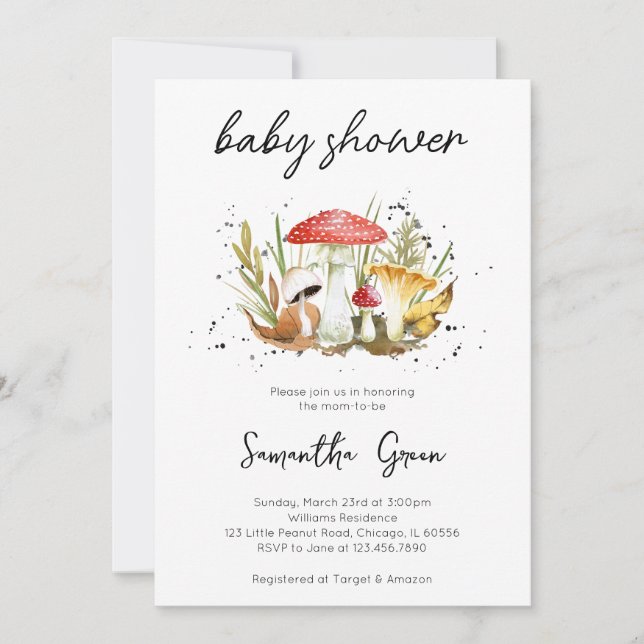 Mushroom Baby Shower Einladung (Vorderseite)