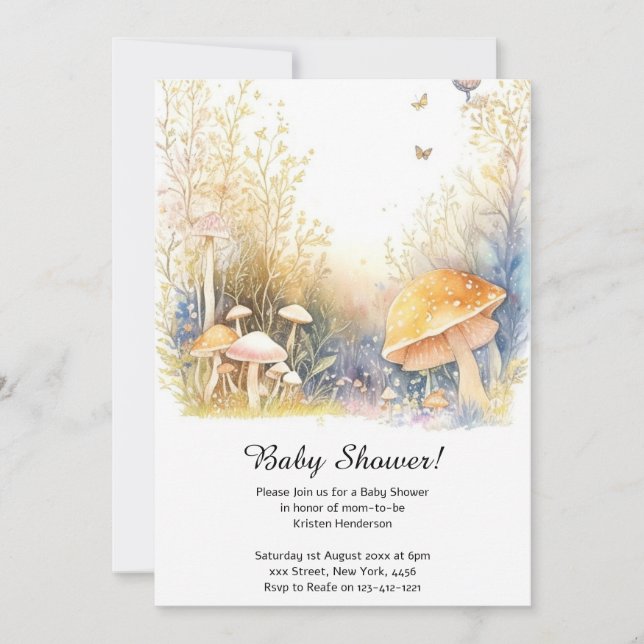 Mushroom Baby Shower Einladung (Vorderseite)