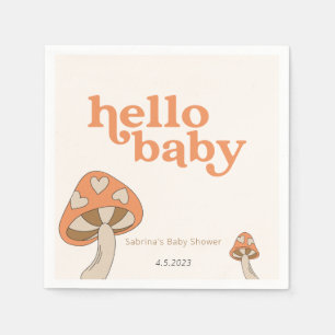 Mushroom Baby Shower Einladung   Orange und Braun Serviette