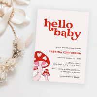 Mushroom Baby Shower Einladung | Rot und Rosa