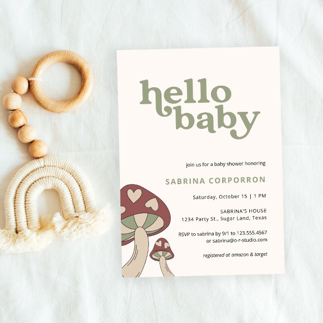 Mushroom Baby Shower Einladung | Sage Green (Von Creator hochgeladen)