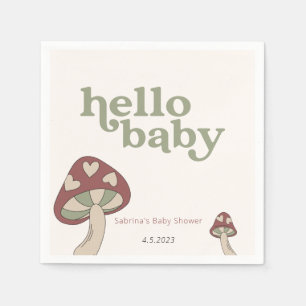 Mushroom Baby Shower Einladung   Sage Green Serviette