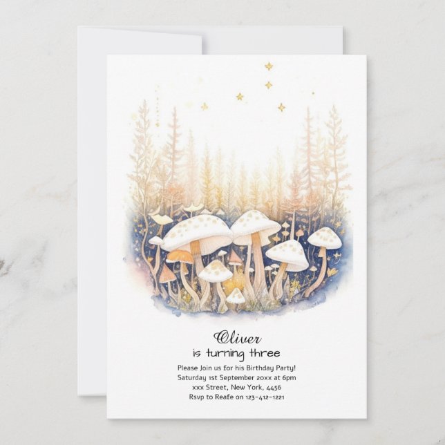 Mushroom Birthday Einladung (Vorderseite)