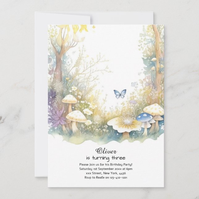 Mushroom Birthday Einladung (Vorderseite)