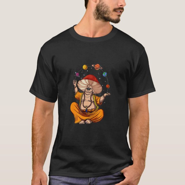 Mushroom Buddha Zen Yoga Meditation Psychedelic Hi T-Shirt (Vorderseite)