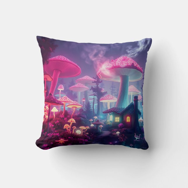 Mushroom Bungalow Neon Wallpaper, Geschenke, Kisse Kissen (Vorderseite)