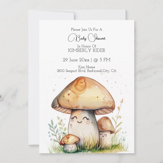 Mushroom Cartoon Einladung (Vorderseite)