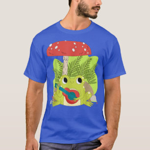 Mushroom Cottagecore Aesthetic Frog Playing Banjo  T-Shirt