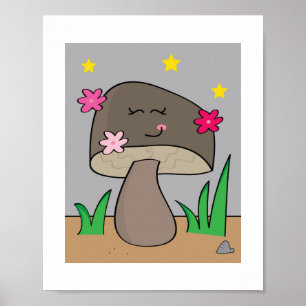 Mushroom Design #5 Illustration Poster