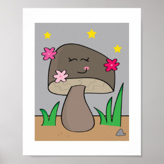 Mushroom Design #5 Illustration Poster